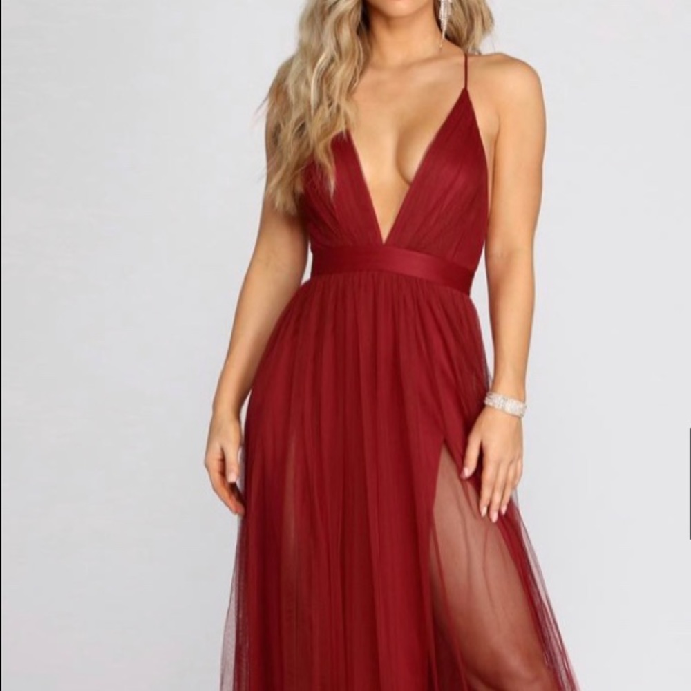 windsor red tulle dress
